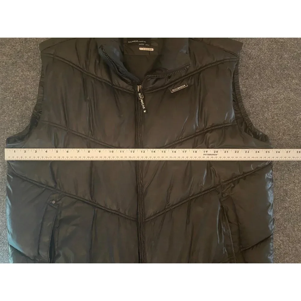 ROCAWEAR‎ Men's 2XL XXL Sleeveless Puffer Vest Black Full-Zip Streetwear Hip Hop